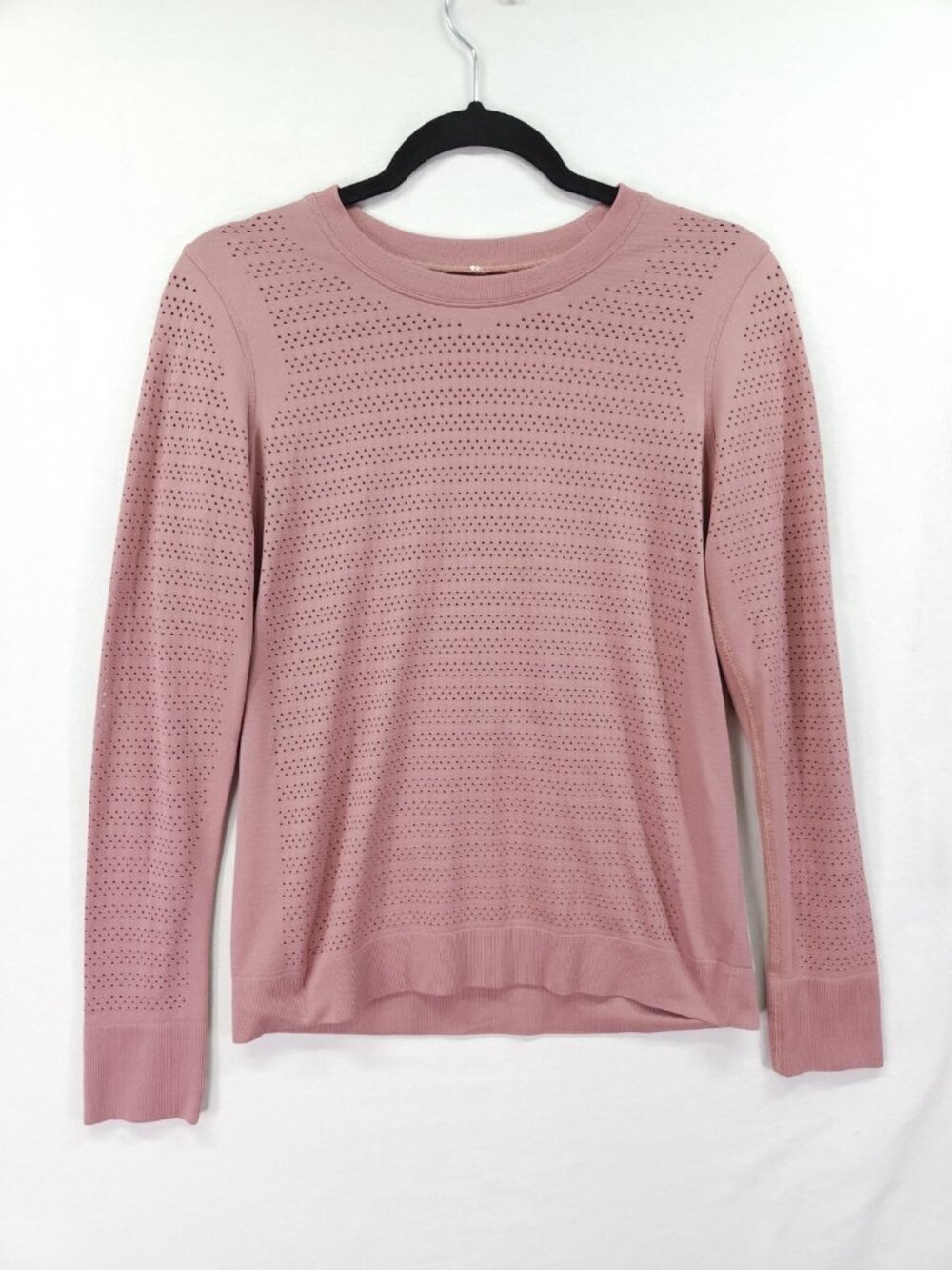 Lululemon Womens 4 Dusty Pink Breeze Through Long Sleeve Shirt Perforated Top